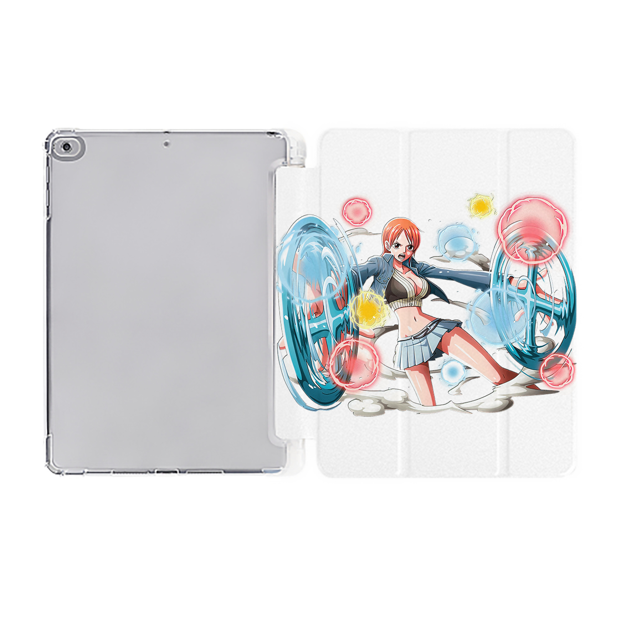（画像用） ワンピース ナミ ONE PIECE Nami IPad ケース ペン収納付き 三つ折りスタンド PUレザー×シリコン 対応機種9.5/10.5/10.9インチ